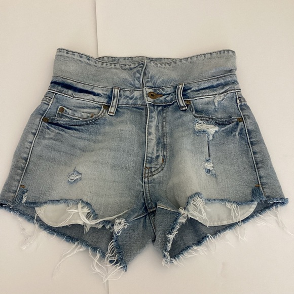 Pistola Cher Fold-Over Jean Shorts Size 26 Denim Cut Off Light Wash Distressed - Picture 14 of 14